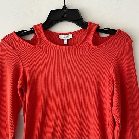 New! Reiss laurel cutout shoulder knit long sleeve top orange nwt 30036 - Picture 4 of 12
